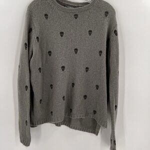 Wooden Ships Gray Skull Pattern Sweater